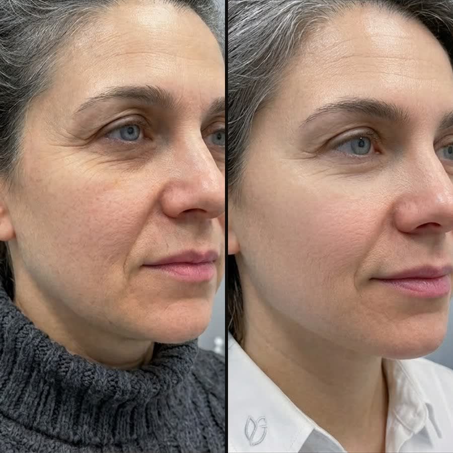 Tratament facial de reîntinerire – înainte și după, microneedling